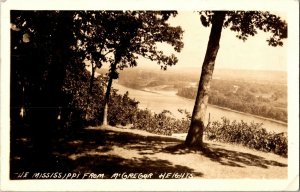 RPPC View of Mississippi River from McGregor Heights IA Vintage Postcard H44