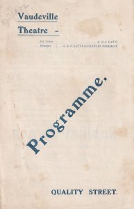 Quality Street Seymour Hicks Vaudeville 1902 Theatre Programme