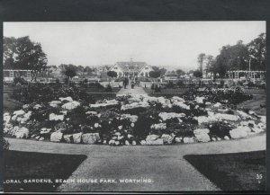 Sussex Postcard - Worthing, Floral Gardens, Beach House Park T1584