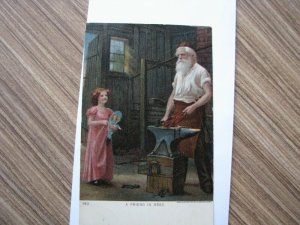 Vintage Antique Postcard Ullman Blacksmith Shop Little Girl Doll Friend In Need