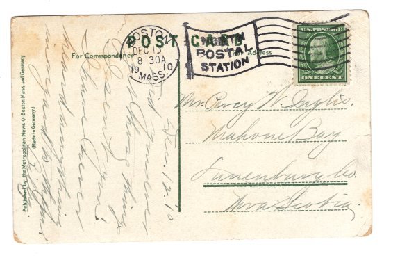 Garden, Arlington St Church, Boston, Massachusetts, Used Flag Cancel 1910