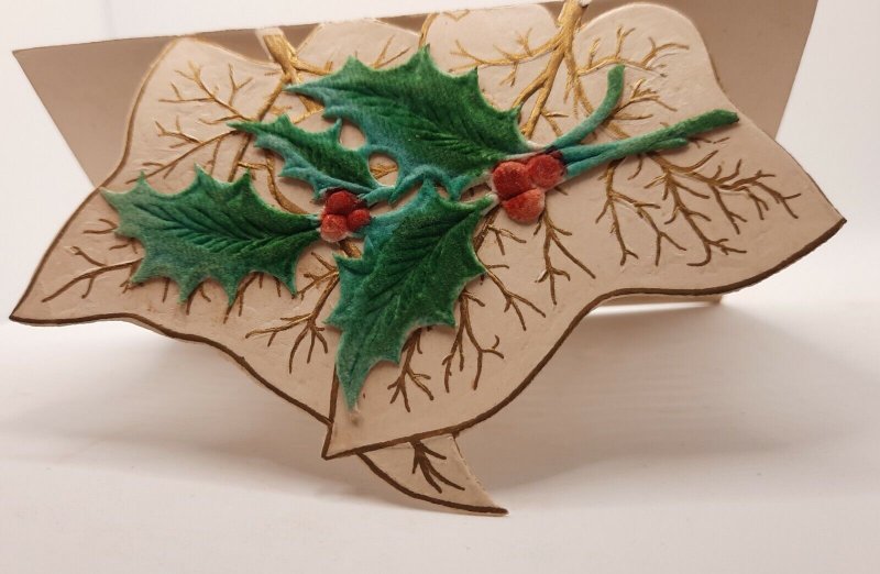 postcard Christmas Greetings - felt holly