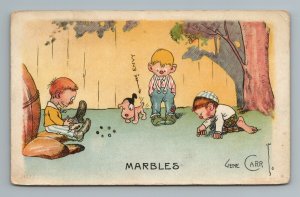 1910s Gene Carr Marbles Envy Boys Dog Comic Humor Cartoon Postcard