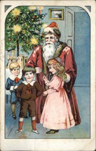 Christmas Santa Claus Children Bossy Little Girl Toy Castle Vintage Postcard