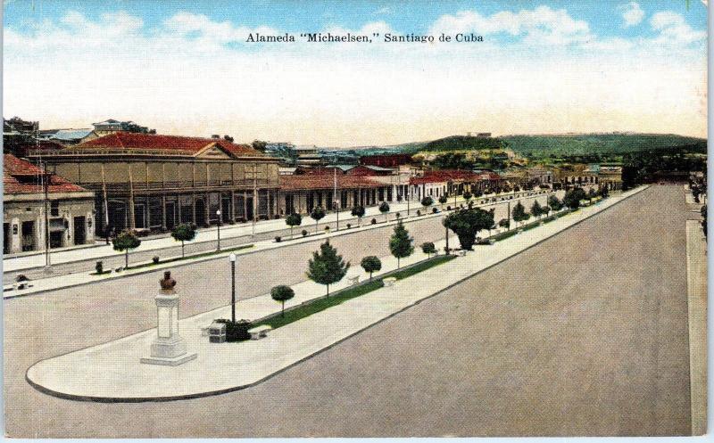 SANTIAGO, CUBA    Street Scene  ALAMEDA MICHAELSEN    c1930s Linen    Postcard