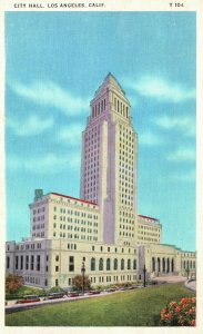 Vintage Postcard 1920's View of City Hall Los Angeles California CA