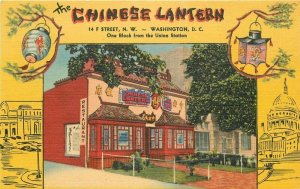 Chinese Lantern Restaurant linen 1940s Teich Washington DC Postcard 21-3142