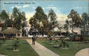 Lake Worth Florida FL Recreation Park Grounds Man 1900s-20s Vintage Postcard