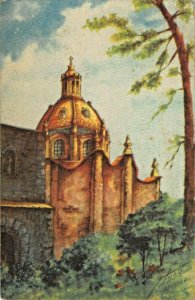 SAN ANGEL MEXICO~IGLESIA EL CARMEN~ARTIST HUGO FRED LIEBIG 1940s POSTCARD