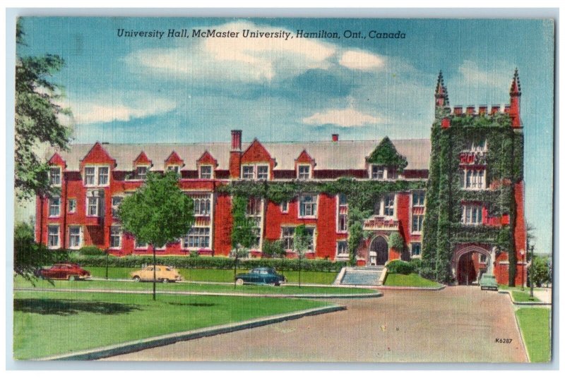c1940's University Hall McMaster University Hamilton Ontario Canada Postcard