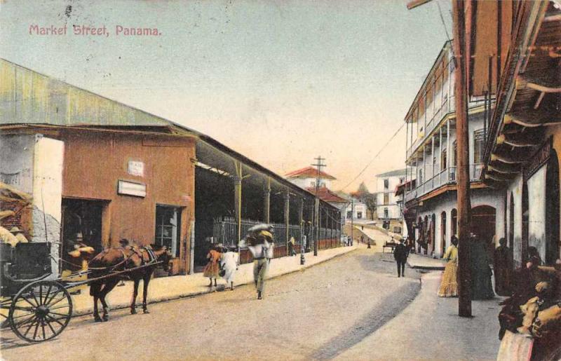 Panama Market Street Scene Antique Postcard J72294