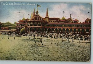 1924 Postcard The Casino Santa Cruz California Beach Scene 