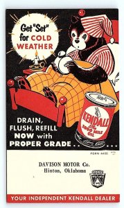 HINTON, OK Oklahoma ~ Advertising DAVISON MOTOR CO. Motor Oil c1940s Postcard