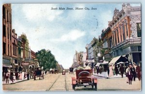 1910 South Main Street Downtown Railway Classic Car  Mason City Iowa IA Postcard