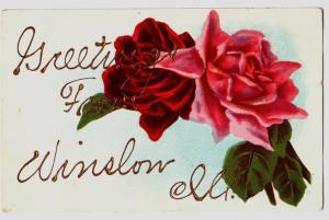 c1910 Greetings from WINSLOW Illinois il Postcard Stephenson County