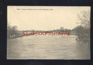 FORT MORGAN COLORADO PLATTE RIVER SCENE ANTIQUE VINTAGE POSTCARD