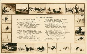 1920s RPPC Old South Dakota Western Cowboy Multiview & Poem, Doubleday Photos