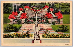 Vtg Mobile Alabama AL Bellingrath Gardens Stairway Water Feature 1930s Postcard