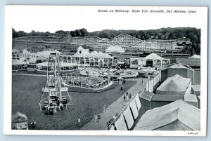 Des Moines Iowa IA Postcard Scene On Midway State Fair Grounds Park Vintage