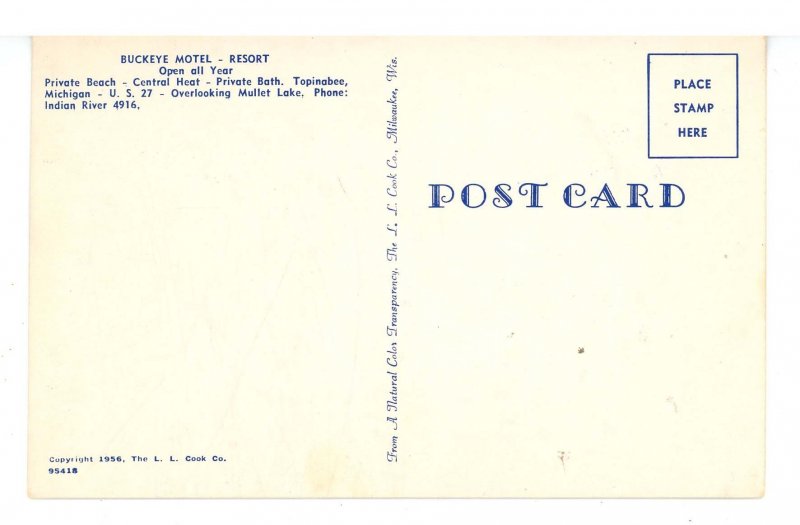 MI - Topinabee. Buckeye Motel Resort © 1956