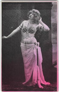 Risque Semi-nude Woman Pin-Up Belly Dancer 1910s Antique Vintage Postcard