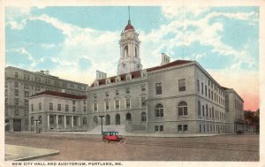 Vintage Postcard New Million Dollar City Hall And Auditorium Portland Maine ME