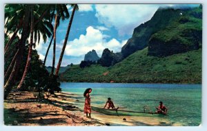 Pan Am Airlines Advertising PAOPAO BAY, Cook's Bay TAHITI c1960s  Postcard