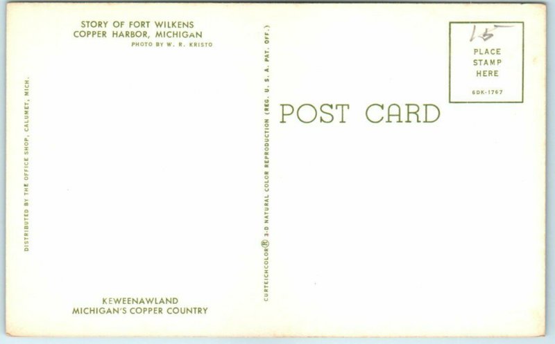 Postcard - Story Of Fort Wilkens, Copper Harbor, Michigan