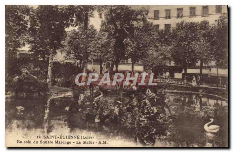 Postcard Old Saint Etienne Loire A corner of Marengo Square Statue AM