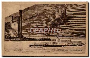  Vintage Postcard Mauseturm und Ehrenfels Boat