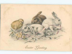 Pre-Linen Easter CUTE BUNNY RABBITS AB3461