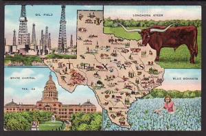 Map Texas Multiview Post Card 5254