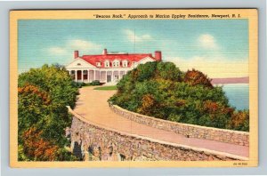 Newport, RI-Rhode Island, Beacon Rock, Marion Eppley Residence, Linen Postcard