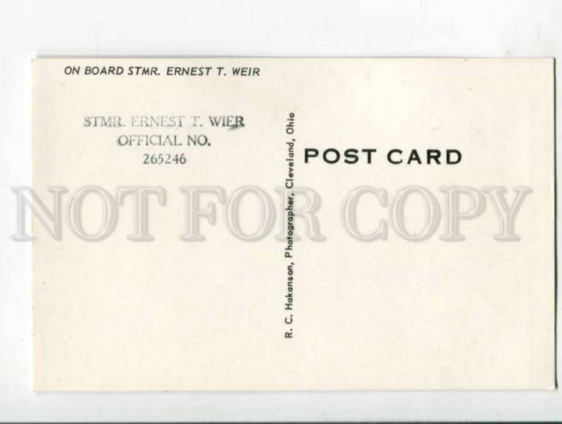 400938 ship Ernest T.Wier photo postcard shiiping post mark