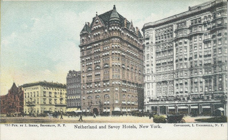 Netherland and Savoy Hotels, New York City, N.Y., Early Postcard, Unused