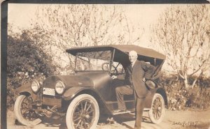 Palo Alto California Man with his Car Old Auto Real Photo Postcard AA70528