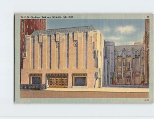 Postcard W-G-N Studios, Tribune Square, Chicago, Illinois