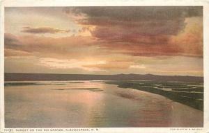 c1910 Phostint Postcard Sunset on the Rio Grande Albuquerque NM Unposted