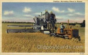 Harvesting Wheat in Kansas Farming Postcard Post Card  Harvesting Wheat in Ka...