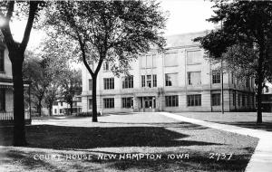 New Hampton Iowa~Court House~Buildings in Background~c1930s Real Photo Postcard