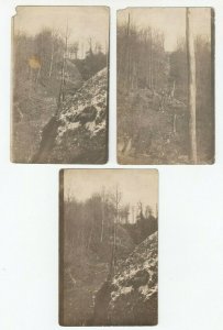 c1910 RPPC Real Photo Postcard Trio Men Digging Laying of A Pipeline