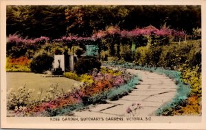 Rose Garden Butchart's Garden Victoria BC Real Photo Postcard PC159