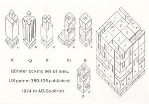 Interlocking Board 1970s Comic Chess Puzzle Game Piece Postcard