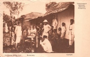 Vintage Postcard 1910's Sundanese Selling Food Buitenzorg Childrens & Adults