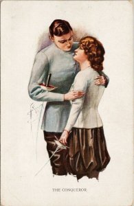 The Conqueror Couple Fencing Swords Glamour Court Barber 2031 Postcard G83 
