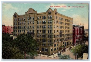 1910 Modern St. Anthony Hotel San Antonio Texas TX Antique Posted Postcard