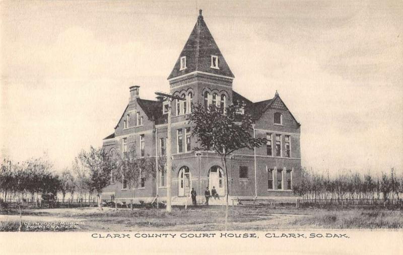 Clark South Dakota Court House Street View Antique Postcard K30145