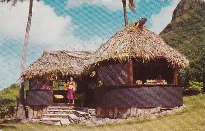 Hawaii Chief Solatoa From Samoa Before His Palm Thatched Hut 1957