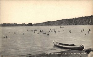 Rockville Connecticut CT Crystal Lake Sandy Beach Vintage Postcard