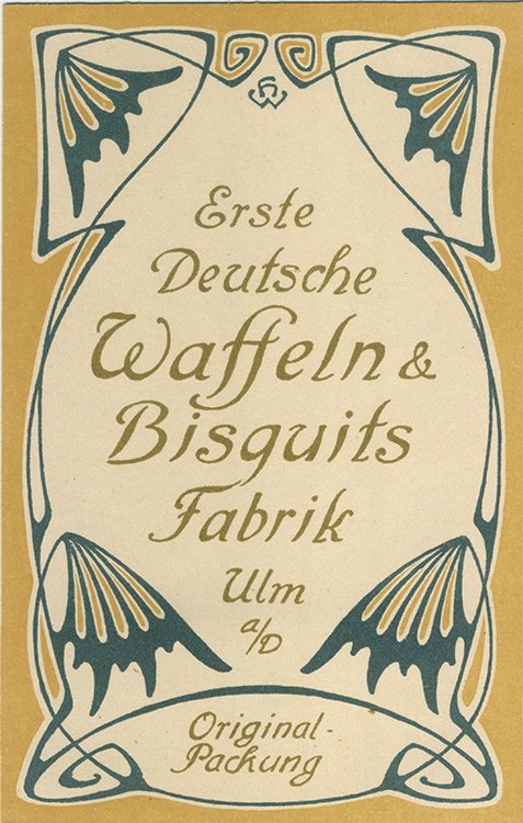 Art Nouveau Cookie Label circa 1903 printed by chromolithography Mint Condition